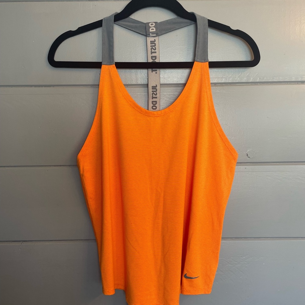 Nike Women's Vibrant Orange and Gray Tank Top